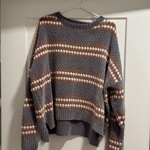 Panache Gray and Brown Striped Sweater